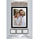 yhfoto 3 Adet 10x15 Çerçeve Siyah-Beyaz Şeritli Çerçeve Mdf Çerçeve Pvc'li Fotoğraf Siyah 10 x 15