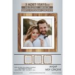 yhfoto 3 Adet 15x15 Çerçeve Ahşap Beyaz Şeritli Fotoğraf Mdf Çerçeve Kare Çerçeve Kahverengi 15 x 15