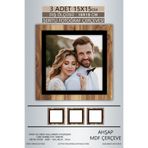 yhfoto 3 Adet 15x15 Çerçeve Ahşap-Siyah Şeritli Fotoğraf Mdf Çerçeve Kare Çerçeve Kahverengi-Çok Renkli 15 x 15