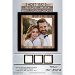 yhfoto 3 Adet 15x15 Çerçeve Siyah-Ahşap Şeritli Fotoğraf Mdf Çerçeve Kare Çerçeve Karışık 15 x 15