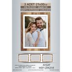 yhfoto 3 Adet 21x30 Çerçeve Ahşap-Beyaz Şeritli Çerçeve A4 Çerçeve Pvc'li Diploma Kahverengi 20 x 30