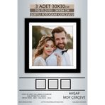 yhfoto 3 Adet 30x30 Çerçeve Siyah-Beyaz Şeritli Fotoğraf Mdf Çerçeve Kare Çerçeve Siyah 300 x 300