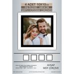 yhfoto 4 Adet 10x10 Çerçeve Beyaz Siyah Şeritli Fotoğraf Mdf Çerçeve Kare Çerçeve Renksiz 100 x 100