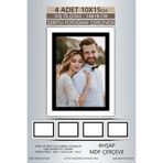 yhfoto 4 Adet 10x15 Çerçeve Beyaz Siyah Şeritli Çerçeve Mdf Çerçeve Pvc'li Fotoğraf Renksiz 100 x 150