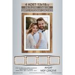 yhfoto 4 Adet 13x18 Çerçeve Ahşap-Beyaz Şeritli Çerçeve Mdf Çerçeve Pvc'li Fotoğraf Kahverengi 13 x 18