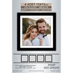 yhfoto 4 Adet 15x15 Çerçeve Siyah-Beyaz Şeritli Fotoğraf Mdf Çerçeve Kare Çerçeve Siyah 150 x 150