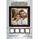 yhfoto 4 Adet 20x20 Çerçeve Siyah-Ahşap Şeritli Fotoğraf Mdf Çerçeve Kare Çerçeve Karışık 200 x 200