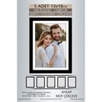 yhfoto 5 Adet 13x18 Çerçeve Siyah-Beyaz Şeritli Çerçeve Mdf Çerçeve Pvc'li Fotoğraf Siyah 13 x 18