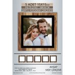 yhfoto 5 Adet 15x15 Çerçeve Ahşap-Siyah Şeritli Fotoğraf Mdf Çerçeve Kare Çerçeve Kahverengi-Çok Renkli 15 x 15