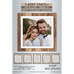 yhfoto 5 Adet 25x25 Çerçeve Ahşap Beyaz Şeritli Fotoğraf Mdf Çerçeve Kare Çerçeve Kahverengi 250 x 250