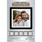 yhfoto 5 Adet 30x30 Çerçeve Siyah-Beyaz Şeritli Fotoğraf Mdf Çerçeve Kare Çerçeve Siyah 30 x 30