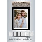yhfoto 6 Adet 10x15 Çerçeve Siyah-Beyaz Şeritli Çerçeve Mdf Çerçeve Pvc'li Fotoğraf Siyah 100 x 150
