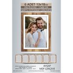 yhfoto 6 Adet 13x18 Çerçeve Ahşap-Beyaz Şeritli Çerçeve Mdf Çerçeve Pvc'li Fotoğraf Kahverengi 130 x 180