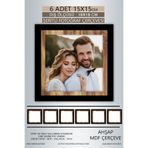 yhfoto 6 Adet 15x15 Çerçeve Siyah-Ahşap Şeritli Fotoğraf Mdf Çerçeve Kare Çerçeve Karışık 15 x 15