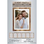 yhfoto 6 Adet 15x21 Çerçeve Ahşap-Beyaz Şeritli Çerçeve Mdf Çerçeve Pvc'li Fotoğraf Kahverengi 150 x 210