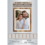 yhfoto 8 Adet 10x15 Çerçeve Ahşap-Beyaz Şeritli Çerçeve Mdf Çerçeve Pvc'li Fotoğraf Kahverengi 10 x 15