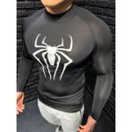 Yhm Boğazlı Compression Body Spiderman Erkek Slim Fit Tam Beden Tişört Esnek Spor Body - XL - Siyah