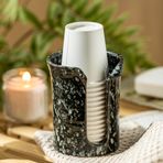 YHOJOY Banyo Bardak Dispenseri, Seramik Banyo Bardak Tutacağı 3oz Gargara Bardak Dispenseri, Banyo Vanity Tezgahı için Küçük Tek Kullanımlık Kağıt Bardak Tutacağı, Siyah