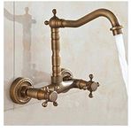 YHSGY B07VTRW5B1 Altın Antika Çift Çapraz Kulplar İki Delik Lavabo Bataryası
