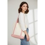 yibucraft Kanvas Bez Çanta Pembe Körüklü Omuz Çantası 320 gr Ön Cepli 100% Pamuk 40x35x12 cm