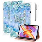 YiChZhe iPad Air 3 2019/ iPad Pro 2017 10,5 inç/iPad 9./8./7. nesil 10,2 inç 2021/2020/2019 Stylus kalem ve otomatik uyku/uyanma, poliüretan deri koruyucu kılıf -kelebek fırtınası