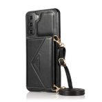Yidai-Silu Galaxy S23 PU Deri Kılıf 【Kart Tutucu, Destek Çubuğu Fonksiyonu】 Omuz Askıları Manyetik Düğme Kordonu Cüzdan Darbeye Dayanıklı TPU Kapaklı Kılıf Samsung Galaxy S23 6,1 inç için - Siyah