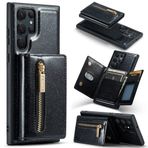 Yidai-Silu Googel Pixel 6A PU deri Kılıf 【Fermuarlı Kılıf, Araba Destek Standı】 Parıltılı Çıkarılabilir Manyetik Cüzdan Kılıf Görüntüleme Standı Kart Tutucu TPU Kapak Googel Pixel 6A için - Siyah