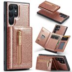 Yidai-Silu Googel Pixel 6A PU deri Kılıf 【Fermuarlı Kılıf, Araba Destek Standı】 Parlak Çıkarılabilir Manyetik Cüzdan Kılıf Görüntüleme Standı Kart Tutucu TPU Kapak Googel Pixel 6A için - Pembe Altın