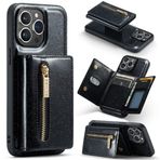 Yidai-Silu iPhone 14 PU deri Kılıf 【Fermuarlı Kılıf, Araba Dayanağı】 Parlak Çıkarılabilir Manyetik Cüzdan Kılıf Görüntüleme Standı Kart Tutucu TPU Kapak iPhone 14 6,1 inç için - Siyah