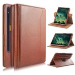 Yiernuo Samsung Galaxy Tab S9 FE Plus S9 Plus S9 Plus S8 Plus S7 FE S7 Plus 12,4 inç Tablet ile Uyumlu Kılıf, Galaxy Tab S9 FE+ S9 + S8+ S7+ 12,4 için 360° Dönebilen Stand PU Deri, Kahverengi