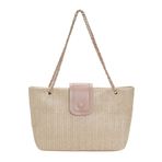 YIGEBAG Askılı çanta, çok yönlü, rahat, yaz, hasır, kadın kavraması, fermuarlı, kız, plaj tatili, seyahat için yüksek kaliteli büyük çanta, Haki.