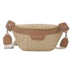 YIGEBAG Kadın göğüs cebi, geniş omuz askısı, yazlık, hasır, omuz çantası, hafif, nefes alır, plaj tatili, seyahat için moda, Haki.