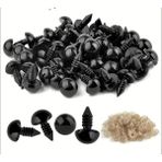 Yiğit Aksesuar 50 Adet 10 Mm Amigurumi Siyah Vidalı Göz Bebek Kukla Peluş Hayvan Takı Malzemeleri Boncuğu