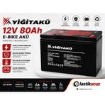 Yiğit Akü 12 Volt 80 Amper (80Ah) Elekrikli Bisiklet Aküsü 2026 Üretim Jel Akü Ebatlar: 224X120x181mm