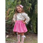 Yiğit Butik Balon Etekli Nakış Işleme Gömlekli Kız Çocuk Takım - 3 - 4 Yaş - Pembe