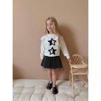 Yiğit Butik Kız Çocuk Şık Tütü Etek ve Yıldız Baskılı Sweat Takımı - Beyaz - 7 - 8 Yaş