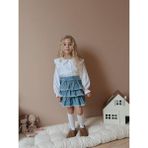 Yiğit Butik Kot Etekli Nakış Işleme Gömlekli Kız Çocuk Takım - 3 - 4 Yaş - Beyaz