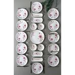 Yiğit Seramik Züccaciye Bahar Model 12 Kişilik 21 Parça Röfyeli Modern Kahvaltı - Brunch Takımı (Pembe)