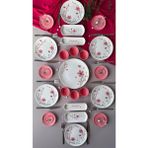Yiğit Seramik Züccaciye Bahar Model 6 Kişilik 23 Parça Röfyeli Modern Kahvaltı Takımı - Brunch Set (Pembeçyt)