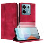 Yihaoyard Xiaomi Redmi Note 13 Pro 4G için cep telefonu kılıfı - Premium deri cüzdan kılıf, mıknatıslı kilitli, Flip Stand, para klipsi ve kart klipsli cep telefonu kılıfı (kırmızı)