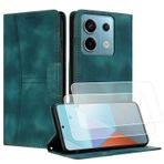 Yihaoyard Xiaomi Redmi Note 13 Pro 4G için cep telefonu kılıfı - Premium deri cüzdan kılıf, mıknatıslı kilitli, Flip Stand, para klipsi ve kart klipsli cep telefonu kılıfı (yeşil)