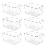 YIHONG 6 Paket Şeffaf Kiler Organizatör Kutuları, Mutfak, Dondurucu, Dolap, Dolap, Banyo Lavabo Depolama için Saplı Plastik Konteynerler