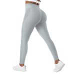 Yiifit Spor Tayt Kadın Booty Scrunch Push Up Yüksek Bel Dikişsiz Spor Taytı, #3 Açık Gri (Açık Gri), M