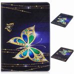 Yiizy Apple IPad 9.7 (2017) için Kılıf Kapak, Altın Kelebek Tarzı Birinci Sınıf Deri Slim Fit Ayakta Koruyucu Kapak Kimlik ve Kredi Kartı Yuvaları Cepler Manyetik Kayış Cüzdan Kılıfı Kapaklı Kılıf