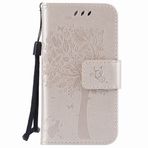 Yiizy Apple iPhone 4 4s Kılıf, Ağaç Baskı Tasarımı Premium PU Deri İnce Kapaklı Cüzdan Kapak Tampon Koruyucu Kılıf Medya Destek Kartı Yuvalı (Altın)