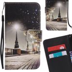 Yiizy Apple iPod Touch 5 iPod Touch 6 Kılıf, Park Street Gece Tasarımı Flip PU Deri Kapak Kapak Cüzdan Kılıfı Orta Kart Yuvası Koruyucu Cilt Cep