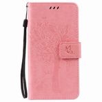 Yiizy Huawei Honor Play 5X / Enjoy 5 / Huawei Y6 Pro Kılıfı, Ağaç Baskı Tasarımı Premium PU Deri İnce Kapaklı Cüzdan Kılıfı Medya Destek Çubuğu Kart Yuvalı Tampon Koruyucu Kılıf (Pembe)