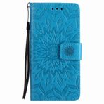 Yiizy Huawei P9 / EVA-L09 / EVA-L19 / EVA-L29 için Kılıf Kapak, Güneş Yaprakları Tasarım Birinci Sınıf PU Deri İnce Kapaklı Cüzdan Kapak Tampon Koruyucu Kılıf Medya Destek Çubuğu Kart Yuvalı (Mavi)