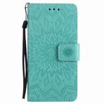 Yiizy Huawei P9 / EVA-L09 / EVA-L19 / EVA-L29 için Kılıf Kapak, Güneş Yaprakları Tasarım Birinci Sınıf PU Deri İnce Kapaklı Cüzdan Kapak Tampon Koruyucu Kılıf Medya Destek Çubuğu Kart Yuvalı (Yeşil)