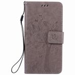 Yiizy Huawei P9 için Kılıf Kapak (EVA-L09, EVA-L19, EVA-L29) Kılıf, Ağaç Baskı Tasarımı Premium PU Deri İnce Kapaklı Cüzdan Kapak Tampon Koruyucu Kılıf Medya Kickstand Kart Yuvalı (Gri)
